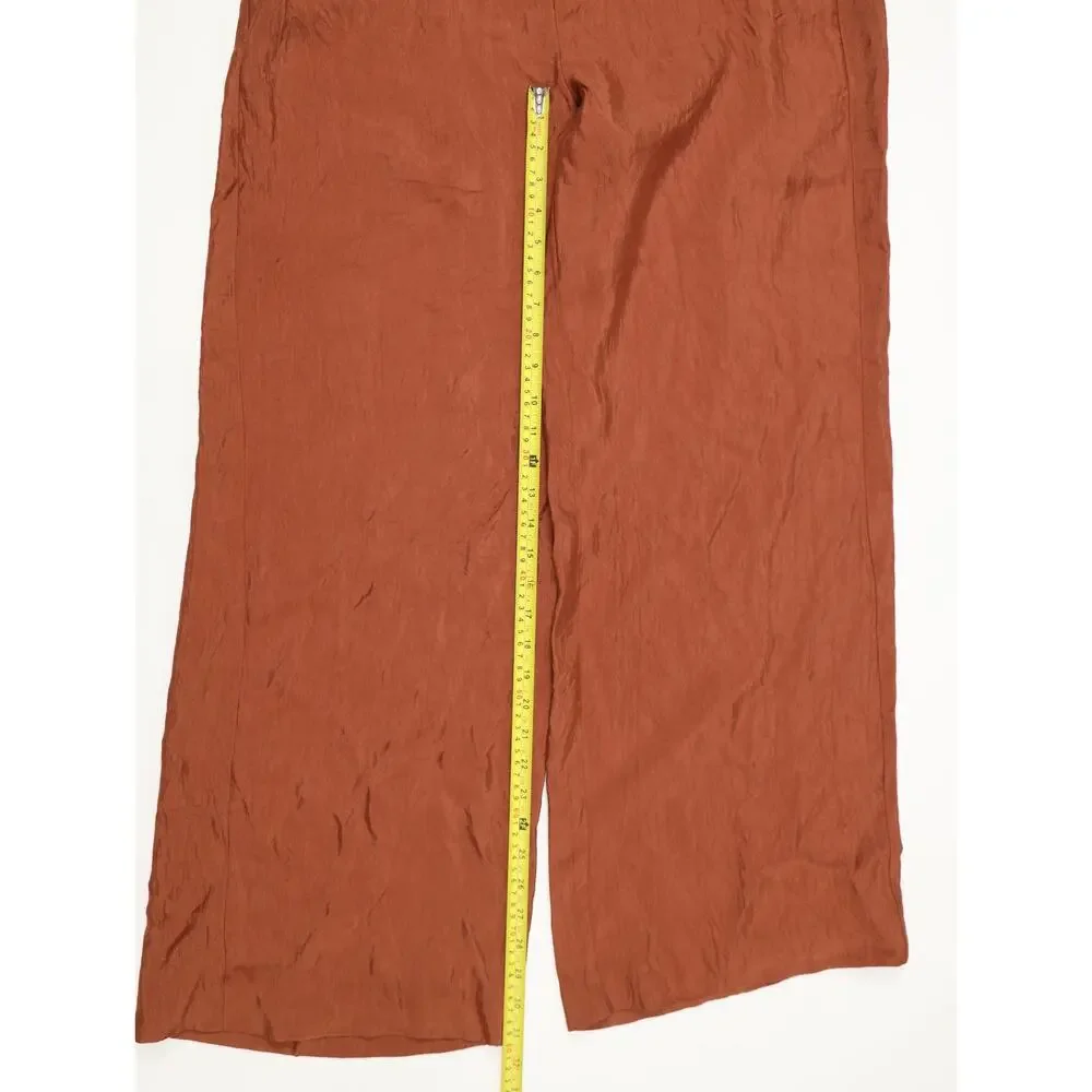 Boho Luxe Resort J.Crew Stratus Satin Wide Leg Pants Toasted Paprika M NWT